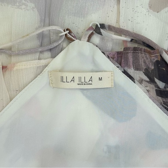 ILLA ILLA Ruffle Tiered Floral Mini Dress M Boho Chic Layered Summer Party - Picture 7 of 14